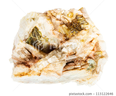 unpolished albite mineral with muscovite isolated unpolished albite mineral with muscovite isolated 113122646