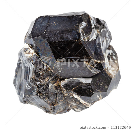 raw black andradite garnet mineral isolated raw black andradite garnet mineral isolated 113122649