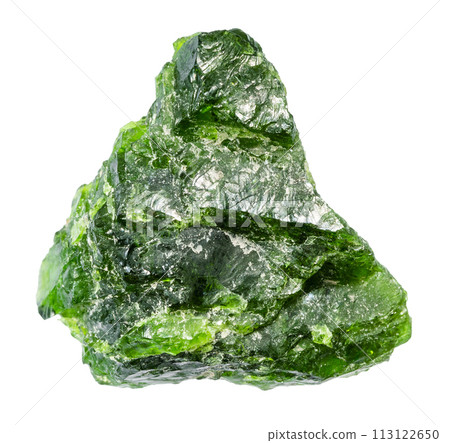 raw chrome diopside mineral isolated on white raw chrome diopside mineral isolated on white 113122650