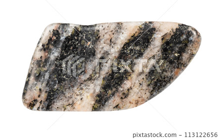 polished gneiss mineral isolated on white 113122656