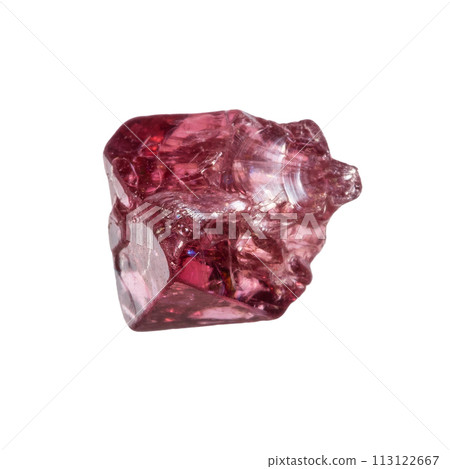 unpolished red spinel crystal isolated on white unpolished red spinel crystal isolated on white 113122667