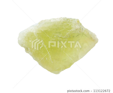 raw green sphene crystal isolated on white raw green sphene crystal isolated on white 113122672