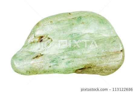 tumbled green kyanite gemstone isolated on white 113122686