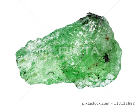 raw tsavorite garnet mineral isolated on white raw tsavorite garnet mineral isolated on white 113122688