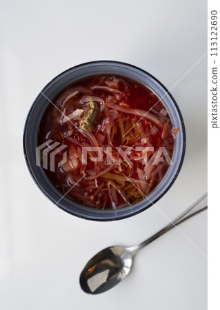 Ukrainian borscht in a bowl 113122690