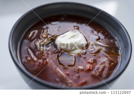 Ukrainian borscht in a bowl Ukrainian borscht in a bowl 113122697