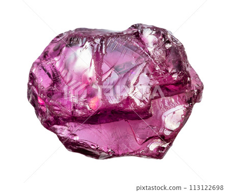 unpolished rhodolite mineral isolated on white unpolished rhodolite mineral isolated on white 113122698