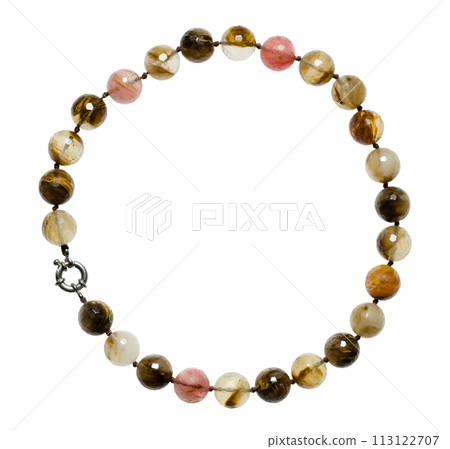 top view of necklace from various quartz beads 113122707