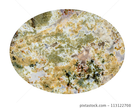 cabochon from polished moss agate gemstone 113122708