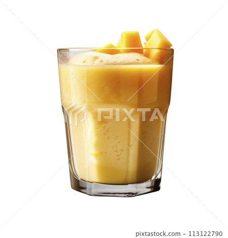 mango smoothie in a glass, isolated 113122790