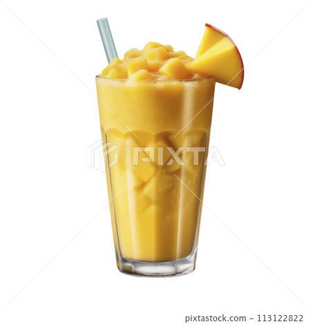 mango smoothie in a glass, isolated 113122822