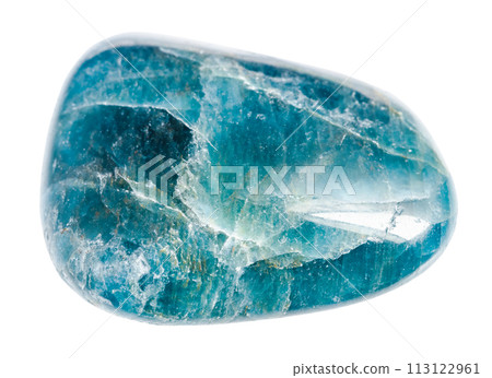 tumbled blue apatite mineral isolated on white 113122961