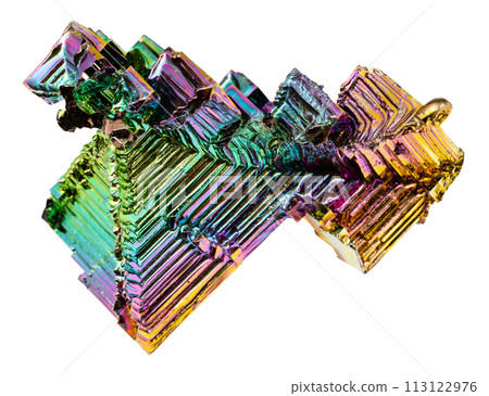 bismuth stairstep crystal with iridescent colors 113122976