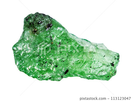 unpolished tsavorite mineral isolated on white unpolished tsavorite mineral isolated on white 113123047