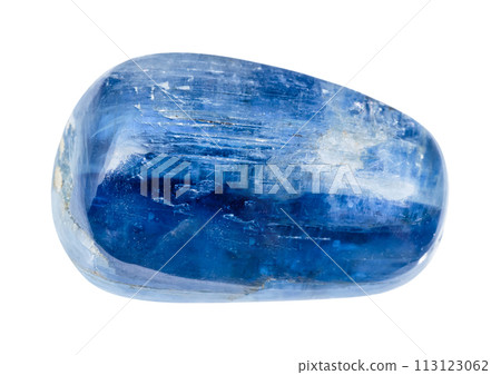 tumbled transparent blue kyanite gemstone isolated tumbled transparent blue kyanite gemstone isolated 113123062
