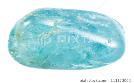 tumbled aquamarine gemstone isolated on white tumbled aquamarine gemstone isolated on white 113123063