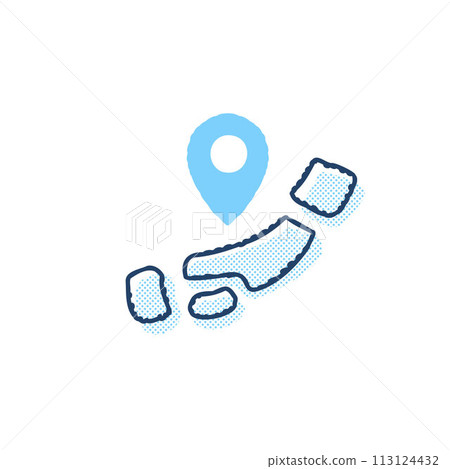 Japan map and destination mark icon Japan map and destination mark icon 113124432