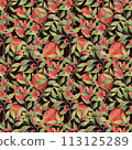 Watercolor pomegranate seamless pattern on dark background 113125289