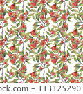 Watercolor pomegranate seamless pattern on white background 113125290