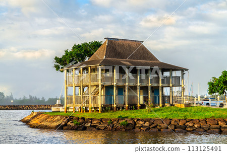 Tropical house at Haleiwa Boat Harbor on Oahu island - Hawaii, United States Tropical house at Haleiwa Boat Harbor on Oahu island - Hawaii, United States 113125491