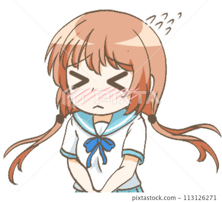 Illustration of a girl in a panic 113126271