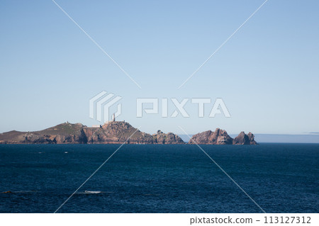 Road to cape Vilan, Galicia, Spain. Spanish coastline Road to cape Vilan, Galicia, Spain. Spanish coastline 113127312