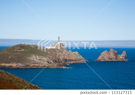 Road to cape Vilan, Galicia, Spain. Spanish coastline Road to cape Vilan, Galicia, Spain. Spanish coastline 113127315