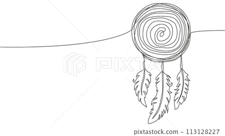 Self draw continuous line dream catcher mystery symbol Self draw continuous line dream catcher mystery symbol 113128227