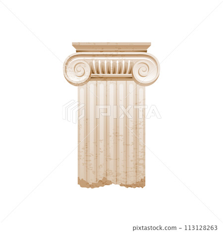 Column pillar vector. Greek or Roman old architecture. Ancient antique classic column from Greece, Rome. White pedestal illustration. Old style design pillar, marble stone isolated sculpture icon. Column pillar vector. Greek or Roman old architecture. Ancient antique classic column from Greece, Rome. White pedestal illustration. Old style design pillar, marble stone isolated sculpture icon. 113128263