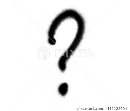 Grunge style shape. Spray painted question mark. 113128294