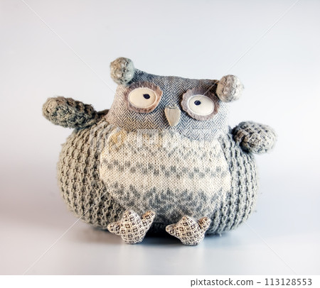Owl toy made of textiles. Handmade gray cute owl 113128553