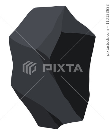 Coal black mineral resources. Pieces of fossil stone. Polygonal shape. Black rock stone of graphite or charcoal. Energy resource charcoal icon Coal black mineral resources. Pieces of fossil stone. Polygonal shape. Black rock stone of graphite or charcoal. Energy resource charcoal icon 113128658
