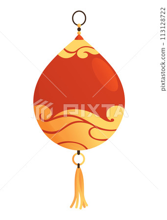 Asian cartoon lanterns, icon. Chinese festival lantern, traditional decoration for asian. Chinatown and Chinatown festival paper lantern element. Vector illustration on white background 113128722