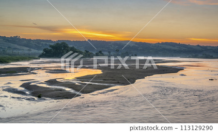 Niobrara National Scenic River in Nebraska Sandhills, summer scenery at dawn 113129290
