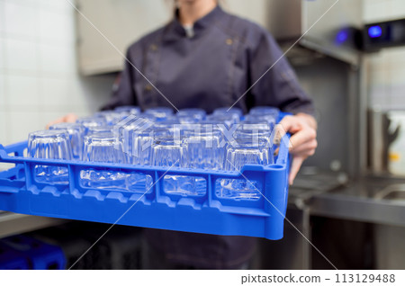 Glasses with unrecognizable employee 113129488