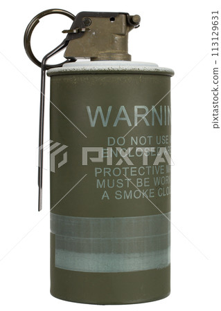 smoke hand grenade isolated on white 113129631