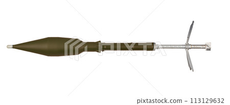anti tank rocket propelled grenade with HEAT warhead for rpg 7 rocket propelled grenade launcher isolated on white 113129632