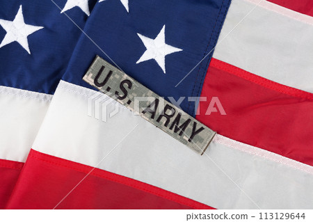 US ARMY Branch Tape on national USA flag 113129644