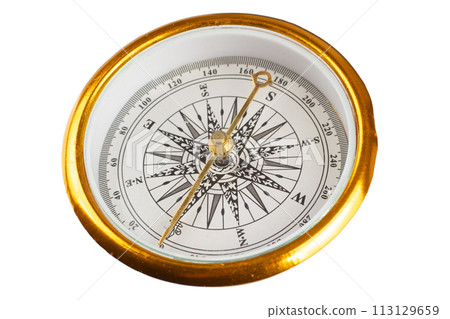 Vintage compass on white Vintage compass on white 113129659