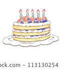 Illustration of a decorated cake with strawberries and blueberries 113130254