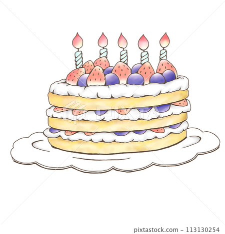 草莓和藍莓裝飾蛋糕的插圖 113130254