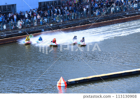 Boat race scene, just before the turn, rowing stadium 113130908