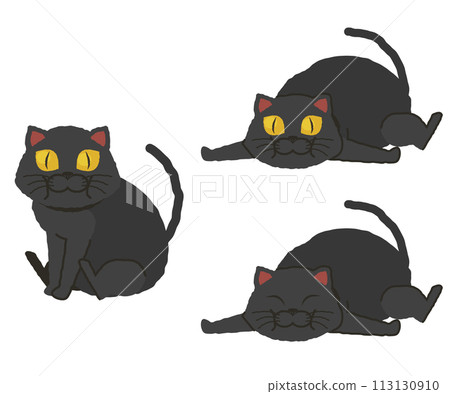 set of fat black cats 113130910