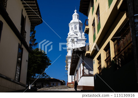 Beautiful sunny day at the heritage town of Salamina located at the Caldas department in Colombia. 113130916