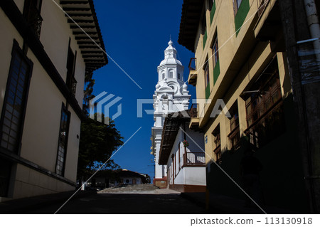 Beautiful sunny day at the heritage town of Salamina located at the Caldas department in Colombia. 113130918