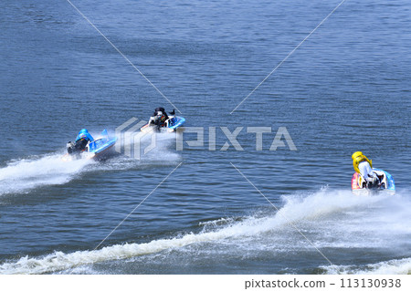 Scene from a boat race: the fight after the turn, boat racing stadium 113130938