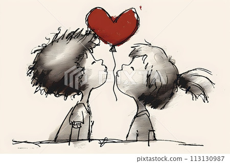 Illustration of a boy and girl kissing 5 AI generated image 113130987