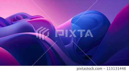Abstract background with smooth llines in purple and blue colors for elegant design cover or fantasy composition. Gradient include. 113131446