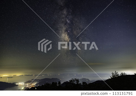 The summer Milky Way in the sky of the beautiful Seto Inland Sea archipelago 113131791