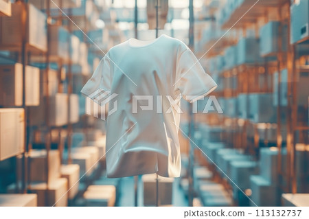 A white shirt hanging in a store window A white shirt hanging in a store window 113132737